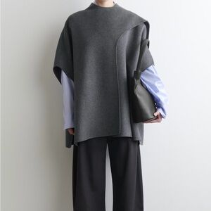 COS Gray Wool Blend Cape Jacket